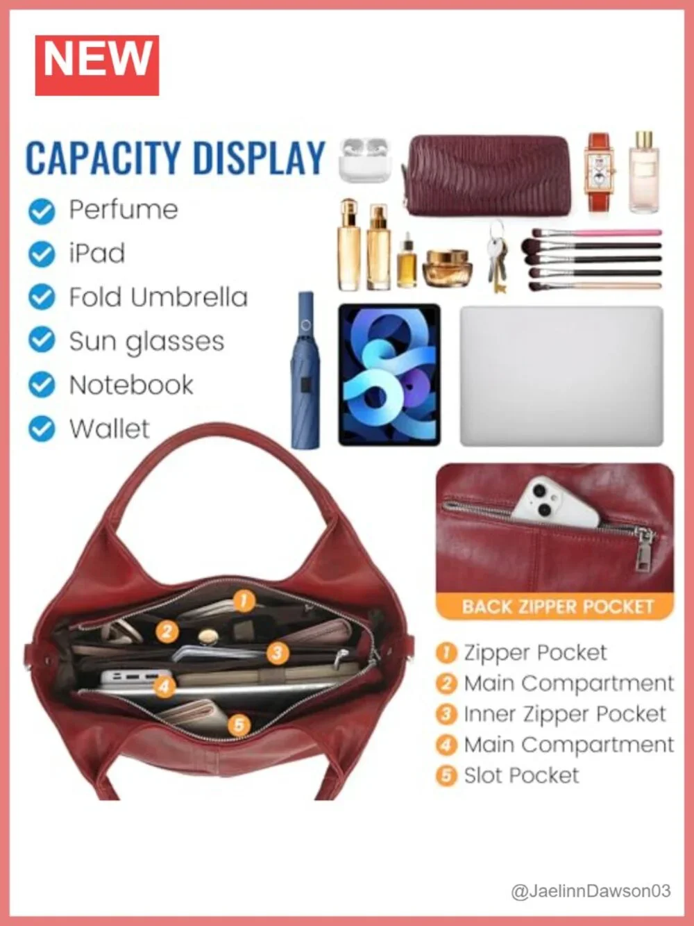 Vegan Leather Tote Hobo Bag with Detachable Strap Women's Handbag